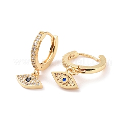 Midnight Blue Cubic Zirconia Horse Eye Dangle Hoop Earrings&nbsp;EJEW-C039-01G