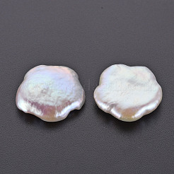 ナチュラルケシパールビーズ  養殖淡水パール  穴なし/ドリルなし  花  貝殻色  18~21x18~21x4~5mm&nbsp;PEAR-N020-A02