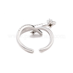 Clear Cubic Zirconia Asterism Open Cuff Ring&nbsp;RJEW-B028-10P
