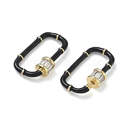 Oval Brass Micro Pave Clear Cubic Zirconia Locking Carabiner&nbsp;KK-H256-01G