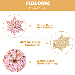 5 Pairs 5 Colors 3D Flower Cubic Zirconia Stud Earrings&nbsp;EJEW-FI0001-76