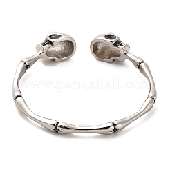 304ステンレススチール製カフバングル  スカル  アンティークシルバー  内径：2-5/8インチ（6.7cm）&nbsp;BJEW-E094-18AS