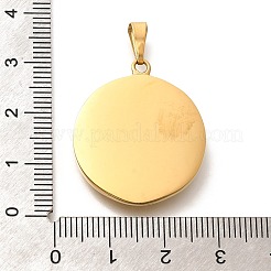 PVD真空メッキ304ステンレスペンダント  フラットラウンド、月と星のチャーム付き  ゴールドカラー  29x24.5x4mm  穴：7.5x3mm&nbsp;STAS-Z110-22G