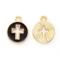Light Gold Plated Alloy Enamel Pendants&nbsp;X-ENAM-R136-18E