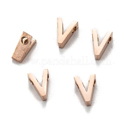 イオンプレーティング（IP）304ステンレススチールチャーム  アルファベット  ローズゴールド  文字.v  8x5.5x3mm  穴：1.8mm&nbsp;STAS-K216-41V-RG
