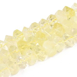 天然レモンクォーツ（加熱）ビーズ連売り  ナゲット  多面カット  7~8x10~14x10~14mm  穴：1mm  約50~53個/連  14.96~15.55''（38~39.5センチメートル）&nbsp;G-D091-A31
