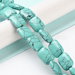 合成ターコイズビーズ連売り  長方形  14~15x10~11x5~5.5mm  穴：1~1.2mm  約28個/連  16.02インチ（40.7cm）&nbsp;G-K357-D17-01