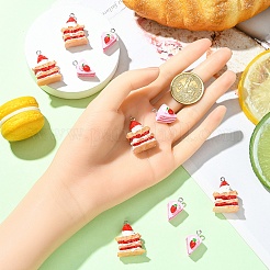 10個2スタイル不透明樹脂ペンダント  ケーキチャーム  プラチナメッキ鉄ループ付き  模造食品  ミックスカラー  19.5~29x13.5~20x11~13mm  穴：1.8~2mm  5個/スタイル&nbsp;CRES-YW0001-47