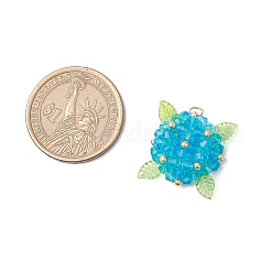 ガラスチャーム  アジサイ  アクリルの葉のチャームと304ステンレススチールの丸カンループ付き  ミックスカラー  23x22x9mm  穴：2.5mm&nbsp;PALLOY-MZ00711