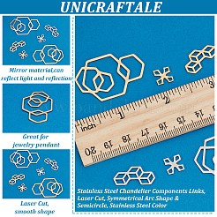 12Pcs 6 Style 201 Stainless Steel Filigree Joiners Links&nbsp;STAS-UN0040-86