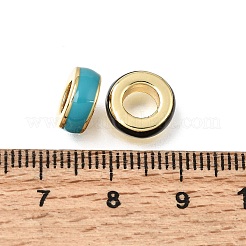 真鍮製エナメルヨーロピアンビーズ  大穴ビーズ  18KGP本金メッキ  ロンデル  ミックスカラー  10x4mm  穴：5mm&nbsp;KK-Z163-04G