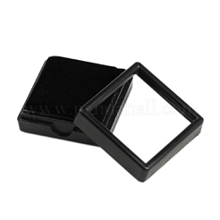 プラスチックジュエリーセットボックス  内側のベルベットと  正方形  ブラック  40x40x15mm&nbsp;OBOX-G007-03A