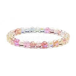 Sparkling Crackle Glass Round Beads Stretch Bracelets Set&nbsp;BJEW-JB07189