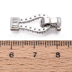 真鍮製マイクロペーブクリアキュービックジルコニアの留め金  ティアドロップ  プラチナ  23mm  涙：18.5x9.5x4 mm  クラスプ：9x6.5x6.5mm&nbsp;KK-Q074-17P