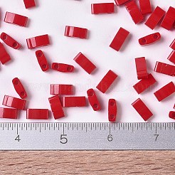 MIYUKIハーフティラビーズ  日本製シードビーズ  2の穴  （htl408)不透明な赤  5x2.3x1.9mm  穴：0.8mm  約12500個/500g&nbsp;SEED-MY05-HTL408