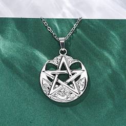 Viking Pentagram 304 Stainless Steel Pendant Necklaces&nbsp;NJEW-M096-01P