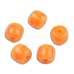 樹脂ビーズ  天然石風  バレル  オレンジ  8x7mm  穴：1.6mm&nbsp;RESI-N034-10-Z01