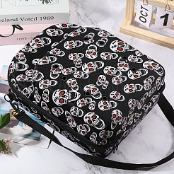 エヴァの帽子収納ハンドバッグ  帽子旅行ケース  スカル模様  ブラック  325x270x130mm&nbsp;AJEW-WH0709-237B