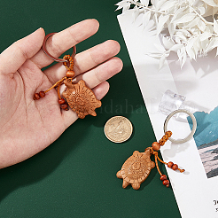 2Pcs Wood with Iron Keychains&nbsp;KEYC-FH0001-66