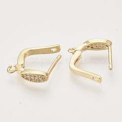 Brass Micro Pave Cubic Zirconia Hoop Earring Findings with Latch Back Closure&nbsp;KK-T048-032G-NF