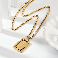 201 Stainless Steel Virgin Mary Pendant Wheat Chain Necklaces for Men&nbsp;NJEW-S387-09G-01