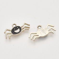 ライトゴールドメッキ合金チャーム  エナメル  クモ  ブラック  10.5x22x2mm  穴：2mm&nbsp;X-ENAM-T009-13A