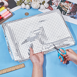 ポリエステルと正方形のペット用スパンコール生地  DIY工芸品  銀  1100~1150x0.5mm  3ヤード/個&nbsp;AJEW-WH0314-702