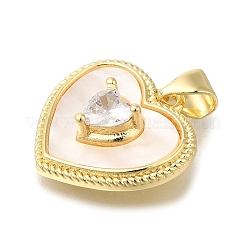 Brass Micro Pave Cubic Zirconia Pendants&nbsp;KK-R002-10G