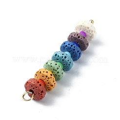 2Pcs Chakra Natural Lava Rock Dyed Pendants&nbsp;PALLOY-JF02528-01S