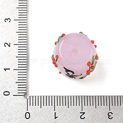 手作りのランプワークの凹凸のあるビーズ  鳥と花の柱  パールピンク  16~17.5x14mm  穴：3mm&nbsp;LAMP-M025-01B