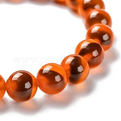 ユニセックスナチュラルシュガーハート瑪瑙ビーズストレッチブレスレット  オレンジ  ビーズ：8~8.5mm  内径：2~2-1/4インチ（5.2~5.8cm）&nbsp;LS-BJEW-K097-01A-03