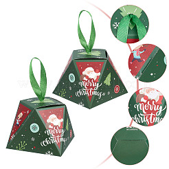 12セット3色のクリスマスギフトボックス  リボン付き  ギフトラッピングバッグ  プレゼント用キャンディークッキー  クリスマスのテーマ模様  ミックスカラー  8.1x8.1x6.4cm  4セット/カラー&nbsp;CON-GF0001-12