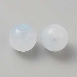 ツートンベーキングペイントガラスビーズ  ラウンド  ライトシアン  8x7.5mm  穴：1.4mm&nbsp;GLAA-WH0031-62I