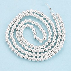 電気メッキ非磁性合成ヘマタイトビーズ連売り  ラウンド  銀メッキ  3mm  穴：1mm  約130~140個/連  15.7インチ&nbsp;G-Q466-3mm-02