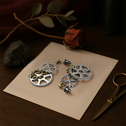 2 Pairs Alloy Toothed Wheel Dangle Stud Earrings&nbsp;EJEW-HY0001-19A