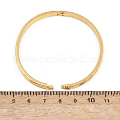 女性用304ステンレススチールヒンジ付きバングル  ねじれた  イオンプレーティング（ip）  18KGP本金メッキ  1/8インチ（0.4cm）  内径：2x2-1/4インチ（5.1x5.7cm）&nbsp;BJEW-C114-06G