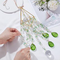 Crystal Glass & Iron Hanging Suncatchers&nbsp;HJEW-SP0001-87