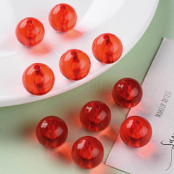透明なアクリルビーズ  ラウンド  レッド  16x15mm  穴：2.8mm  約220個/500g&nbsp;MACR-S370-A16mm-712