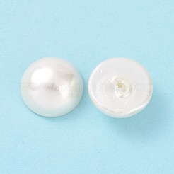 シェルパール片穴ビーズ  半円  ホワイト  12x7mm  穴：1mm&nbsp;X-BSHE-G011-01-12mm