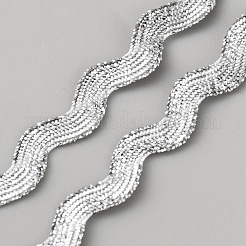 ポリエステルウェーブベンディングフリンジトリム  ミシンリボン  カーテン用  服の装飾  銀  1/4インチ(5mm~8mm)  約27.34ヤード（25m）/ロール&nbsp;OCOR-WH0816-044D