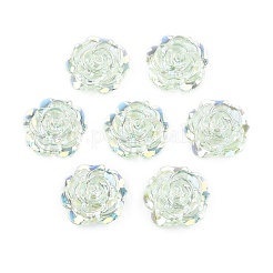 透明な腹筋プラスチック カボション  花  淡緑色  19.5x7.5mm&nbsp;KY-G019-03K