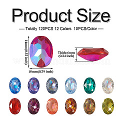 120Pcs 12 Colors Transparent Pointed Back Resin Rhinestone Cabochons&nbsp;KY-CW0001-01