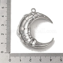 合金エナメルチャーム  バラのチャームが付いた月  プラチナ  43.5x37x10.5mm  穴：2.5mm&nbsp;FIND-A042-15P