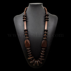 Boho Wood & Coconut Geometric Disc Graduated Beaded Necklaces for Women&nbsp;WGCD52C-01
