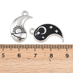 合金エナメルチャーム  太陽と月の模様を持つ陰陽  プラチナ  22x12x2.5mm  穴：2mm&nbsp;LS-FIND-H057-02P