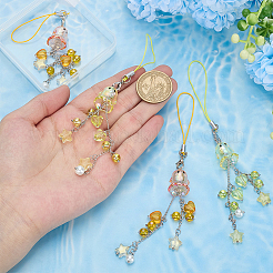 ハロウィンゴーストスタットアクリル＆ガラスゴーストスター携帯ストラップ 4色 2個  ミックスカラー  160mm  2個/カラー&nbsp;HJEW-WR00022
