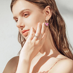 9ペア9色の蝶アクリルダングルフレンチフックピアス  女性用金合金イヤリング  ミックスカラー  25x14mm  1ペア/カラー&nbsp;EJEW-FI0001-97