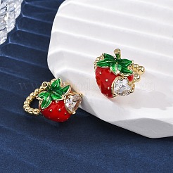 Strawberry Brass Micro Pave Clear Cubic Zirconia Cuff Earrings&nbsp;EJEW-U062-06B-G