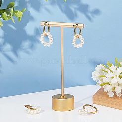 2 Pairs Natural Pearl Beaded Ring Dangle Hoop Earrings for Girl Women&nbsp;EJEW-NB0001-06