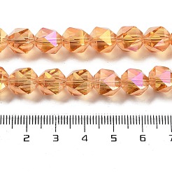 電気メッキガラスビーズセット  フル虹メッキ  ポリゴン  砂茶色  9x9x9mm  穴：1.4mm  約60個/連  22.44''（57センチメートル）&nbsp;EGLA-P057-01A-FR03
